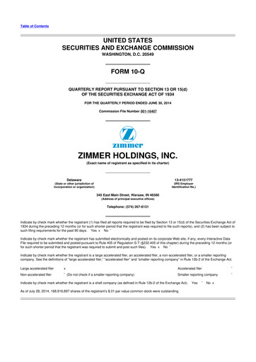 Thumbnail Zimmer Biomet 10-Q Quarterly Report FY 