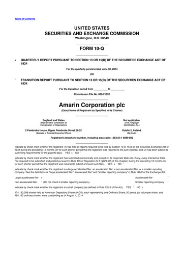 Thumbnail Amarin Corporation
 10-Q Quarterly Report FY2014 