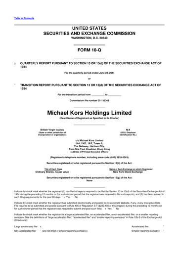 Thumbnail Capri Holdings 10-Q Quarterly Report FY2014 