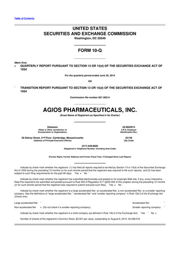 Miniature Agios Pharmaceuticals
 10-Q Rapport trimestriel 2014 