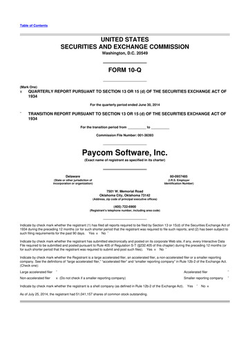 Miniature Paycom
 10-Q Rapport trimestriel 2014 