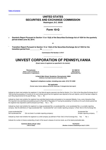 Thumbnail Univest Financial Corporation 10-Q Quarterly Report FY2014 