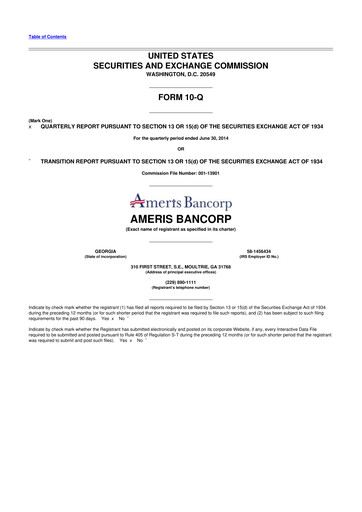 Thumbnail Ameris Bancorp
 10-Q Quarterly Report FY2014 