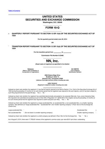 Thumbnail NN, Inc.
 10-Q Quarterly Report FY 