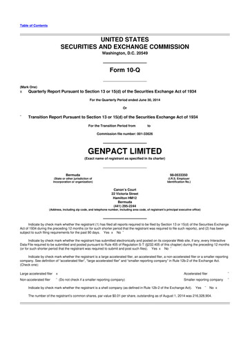 Vorschaubild Genpact 10-Q Quartalsbericht 2014 