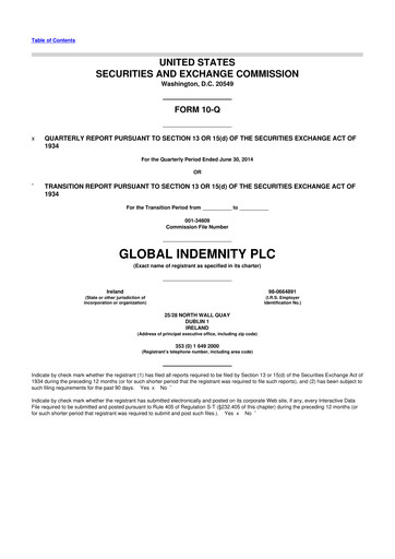 Thumbnail Global Indemnity 10-Q Quarterly Report FY2014 