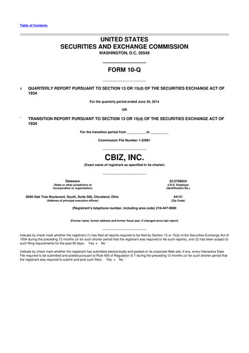 Thumbnail CBIZ 10-Q Quarterly Report FY2014 