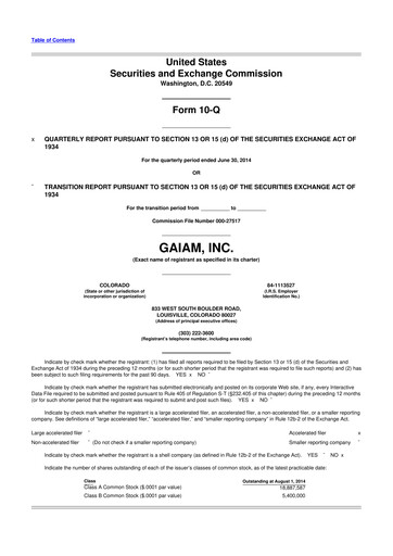 Thumbnail Gaia 10-Q Quarterly Report FY2014 