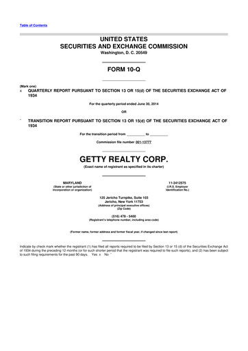 Thumbnail Getty Realty 10-Q Quarterly Report FY2014 