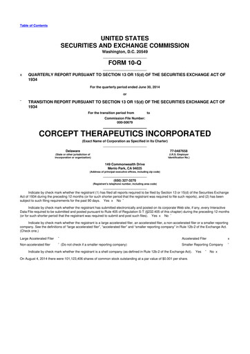 Thumbnail Corcept Therapeutics
 10-Q Quarterly Report FY2014 