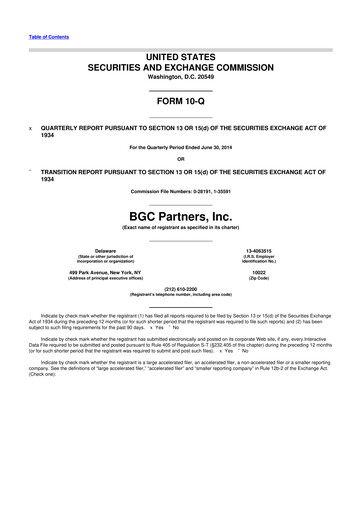 Thumbnail BGC Group
 10-Q Quarterly Report FY2014 