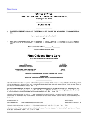 Vorschaubild Civista Bancshares
 10-Q Quartalsbericht 2014 