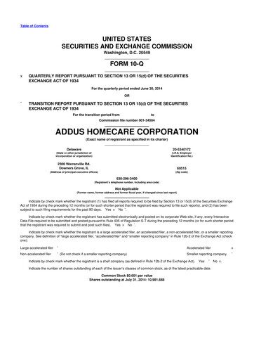 Vorschaubild 
Addus HomeCare 10-Q Quartalsbericht 2014 