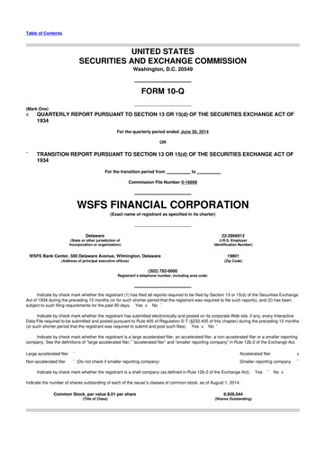 Thumbnail WSFS Financial 10-Q Quarterly Report FY2014 