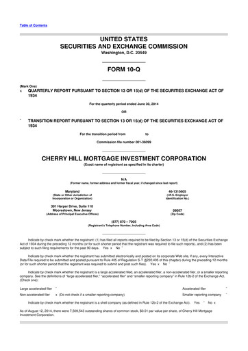 Thumbnail Cherry Hill Mortgage Investment 10-Q Quarterly Report FY2014 