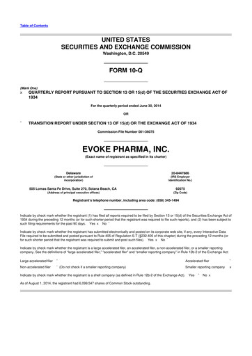 Thumbnail Evoke Pharma
 10-Q Quarterly Report FY2014 
