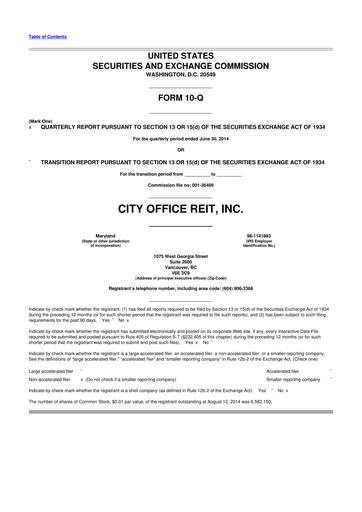 Thumbnail City Office REIT
 10-Q Quarterly Report FY2014 