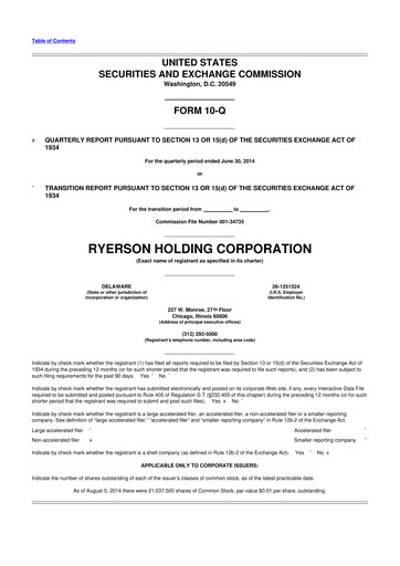 Miniature Ryerson 10-Q Rapport trimestriel 2014 