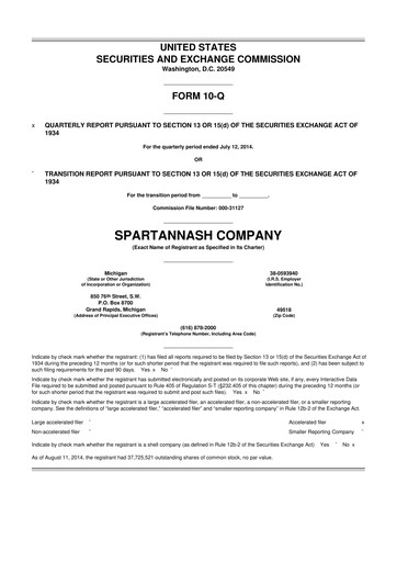 Thumbnail SpartanNash
 10-Q Quarterly Report FY2014 