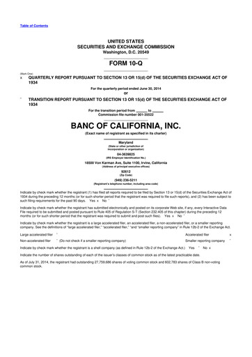 Thumbnail Banc of California 10-Q Quarterly Report FY2014 
