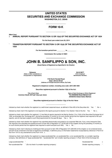 Thumbnail John B. Sanfilippo & Son 10-K Annual Report 2014