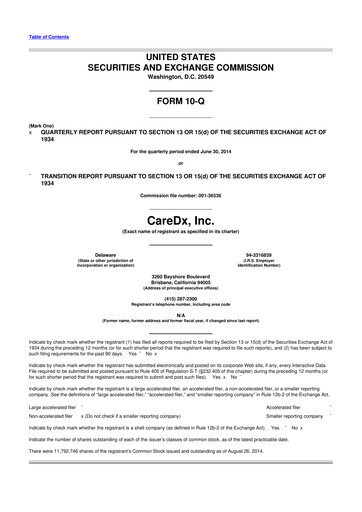 Thumbnail CareDx 10-Q Quarterly Report FY2014 