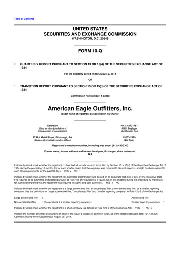 Thumbnail American Eagle Outfitters
 10-Q Quarterly Report FY2014 