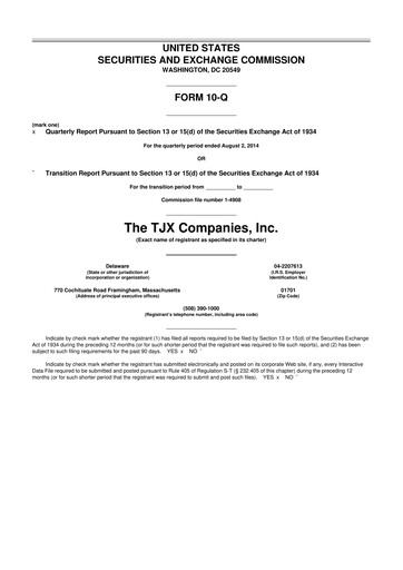 Thumbnail TJX Companies 10-Q Quarterly Report FY2015 