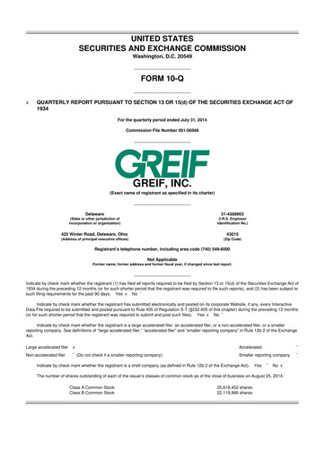Thumbnail Greif 10-Q Quarterly Report FY2014 