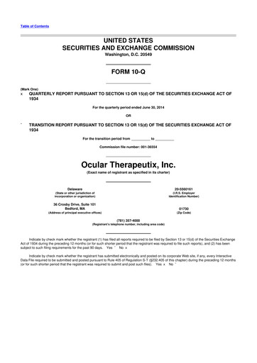 Thumbnail Ocular Therapeutix 10-Q Quarterly Report FY2014 