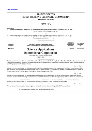 Thumbnail SAIC (Science Applications International Corp) 10-Q Quarterly Report FY2015 