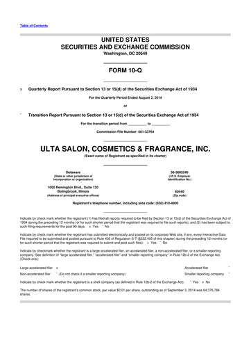 Thumbnail ULTA Beauty
 10-Q Quarterly Report FY2014 