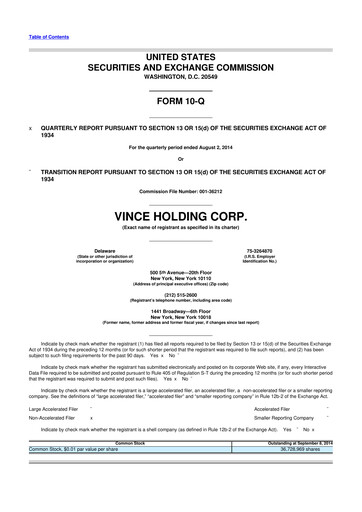 Thumbnail Vince Holding 10-Q Quarterly Report FY2014 