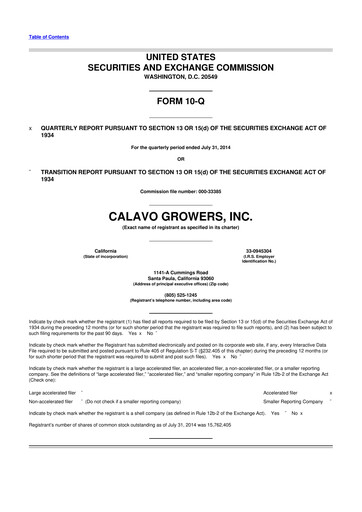 Thumbnail Calavo Growers
 10-Q Quarterly Report FY2014 