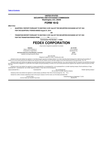 Thumbnail FedEx 10-Q Quarterly Report FY2015 