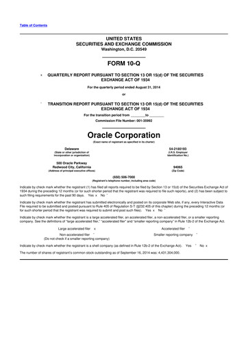 Thumbnail Oracle 10-Q Quarterly Report FY2015 