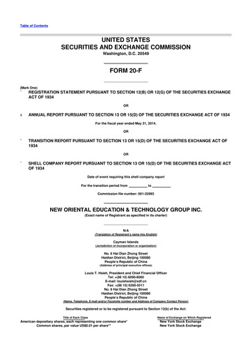 Vorschaubild New Oriental 20-F Jahresbericht 2014
