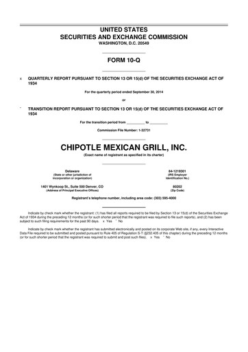 Thumbnail Chipotle Mexican Grill 10-Q Quarterly Report FY2014 