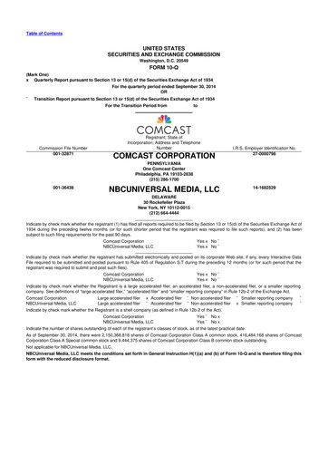 Miniature Comcast 10-Q Rapport trimestriel 2014 