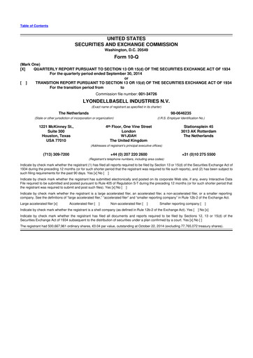 Vorschaubild LyondellBasell 10-Q Quartalsbericht 2014 