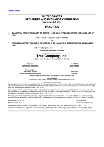 Vorschaubild Trex 10-Q Quartalsbericht 2014 