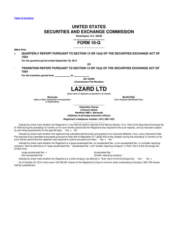 Thumbnail Lazard 10-Q Quarterly Report FY2014 