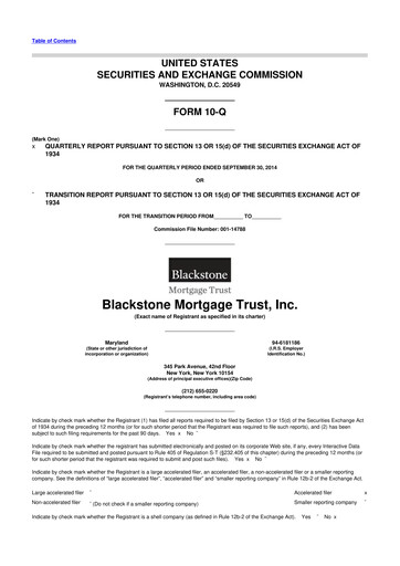 Thumbnail Blackstone Mortgage Trust
 10-Q Quarterly Report FY2014 