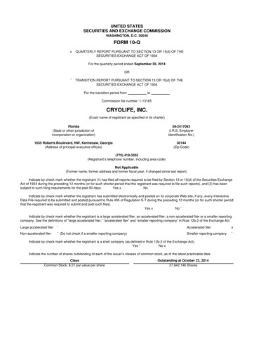 Thumbnail Artivion 10-Q Quarterly Report FY2014 