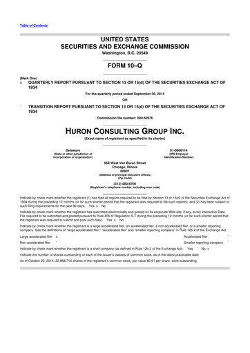 Thumbnail Huron Consulting 10-Q Quarterly Report FY2014 