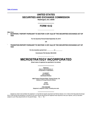 Miniature Strategy 
 (MicroStrategy) 10-Q Rapport trimestriel 2014 