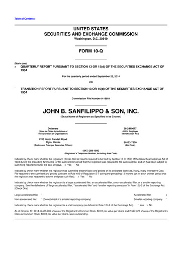 Thumbnail John B. Sanfilippo & Son 10-Q Quarterly Report FY2015 