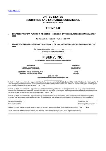 Vorschaubild Fiserv 10-Q Quartalsbericht 2014 