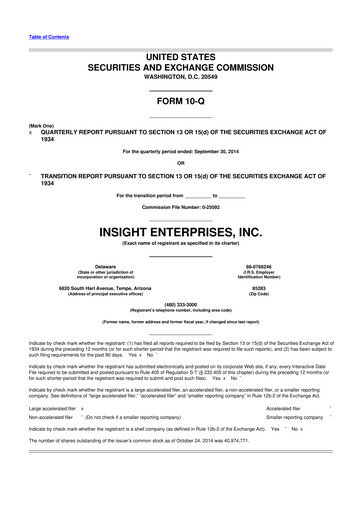 Thumbnail Insight Enterprises
 10-Q Quarterly Report FY2014 