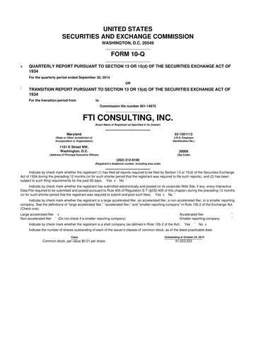 Thumbnail FTI Consulting 10-Q Quarterly Report FY2014 